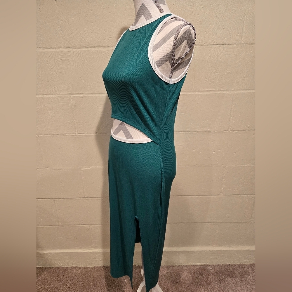 PrettyGarden Dress Womens Large Midi Green Bodycon Dress Sleeveless Knit Cutout. - Picture 4 of 10